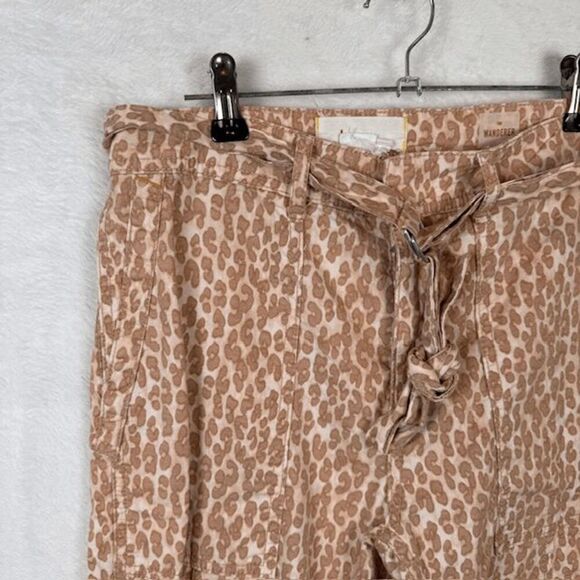 Anthropologie Wanderer Utility Pants Belted Leopard Print Stretch Size 29 - Picture 4 of 16
